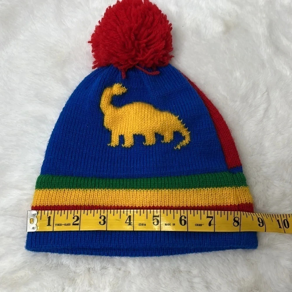 Vintage hat pom pom toboggan dinosaur